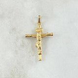 Dije Cristo Cruz 1.2gr / 3.2cm / Baston Liso Oro Amarillo 18K *