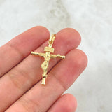 Dije Cristo Cruz 1.2gr / 3.2cm / Baston Liso Oro Amarillo 18K *