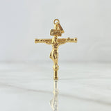 Dije Cristo Cruz 1.2gr / 3.2cm / Baston Liso Oro Amarillo 18K *