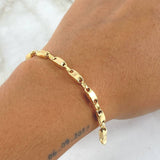 Pulso Rustico Barril 4.25gr / 21cm / 4mm Liso Oro Amarillo 18K