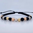 Pulsera Negra Bolas 2gr / Oro 18K &
