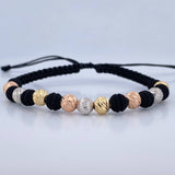 Pulsera Negra Bolas 2gr / Oro 18K &