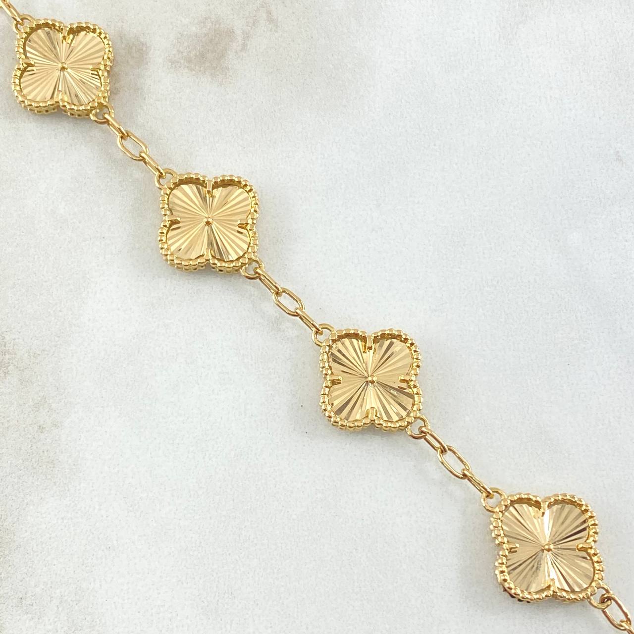 Pulso Aro Seguido Trebol VCyA 11.9gr / 18cm / 2.7mm Diamantado Oro Amarillo Nac.Esp. 18K ©