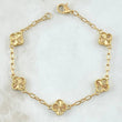 Pulso Aro Seguido Trebol VCyA 7.65gr / 19cm / 2.5mm Diamantado Oro Amarillo Nac.Esp. 18K ©