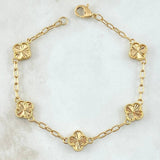 Pulso Aro Seguido Trebol VCyA 7.65gr / 19cm / 2.5mm Diamantado Oro Amarillo Nac.Esp. 18K ©