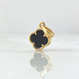 Dije Trebol VCyA 1.25gr / 1.5cm / Onix Negro Punteado Oro Amarillo Nac.Esp. 18K ©