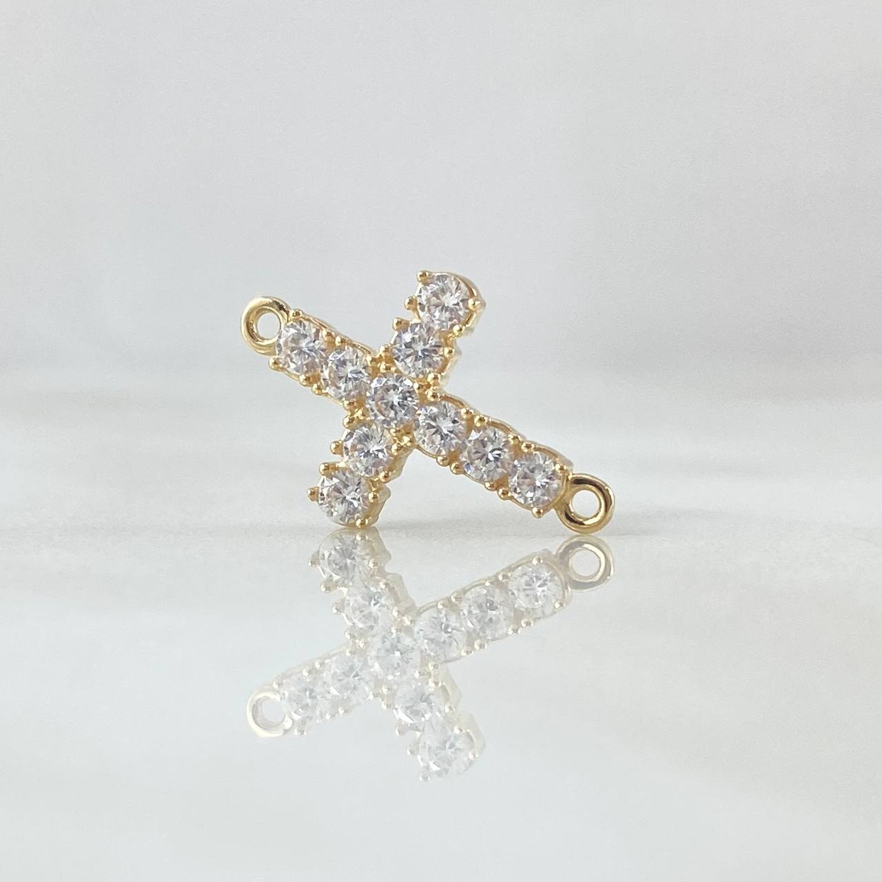 Herraje Cruz Tupida 1.05gr / 2cm / Circones Blancos Oro Amarillo 18K ©