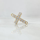 Herraje Cruz Tupida 1.05gr / 2cm / Circones Blancos Oro Amarillo 18K ©