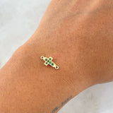 Herraje Cruz 0.45gr / 1cm / Circones Verdes Oro Amarillo 18K