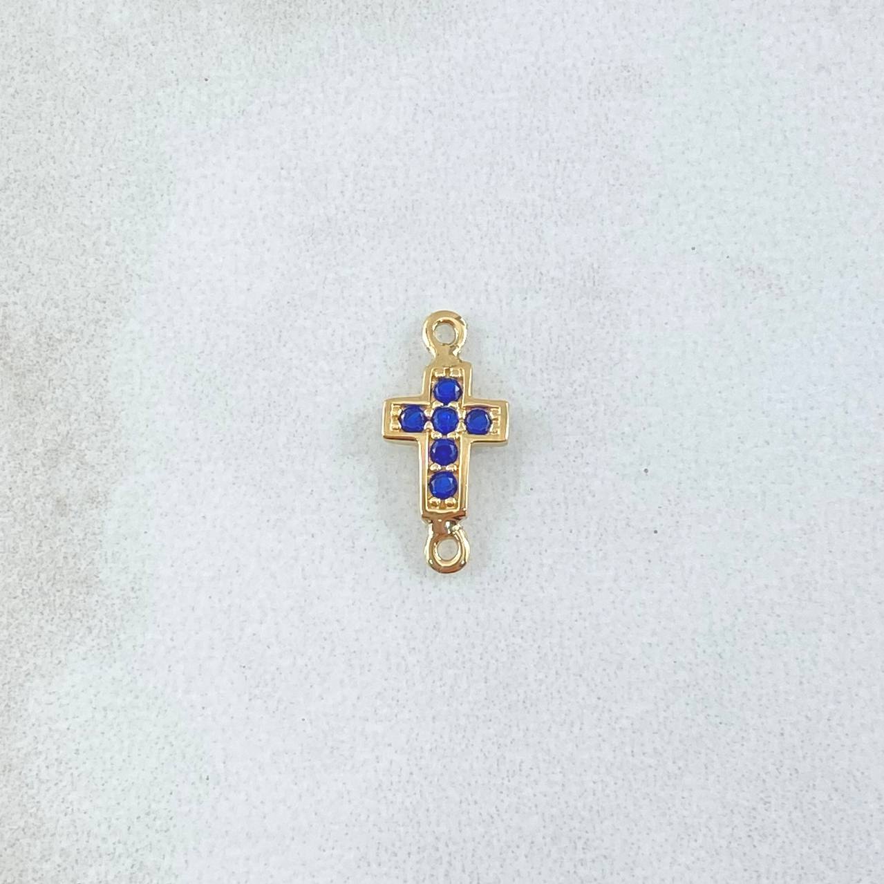 Herraje Cruz 0.4gr / 1cm / Circones Azules Oro Amarillo 18K ©