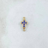 Herraje Cruz 0.4gr / 1cm / Circones Azules Oro Amarillo 18K ©