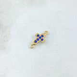 Herraje Cruz 0.4gr / 1cm / Circones Azules Oro Amarillo 18K ©