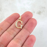 Dije Letra G 1.25gr / 2cm / Circones Blancos Oro Amarillo 18K ©