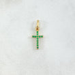 Dije Cruz Doble Faz 0.7gr / 2cm / Circones Blancos Verdes Oro Amarillo 18K