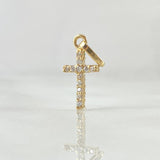 Dije Cruz Cruz Doble Faz 0.6gr / 2.5cm / Circones Blancos Verdes Oro Amarillo 18K ©