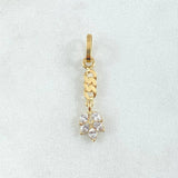 Dije Cubano Laurel Colgante 0.75gr / 3cm / Circones Blancos Oro Amarillo 18K ©