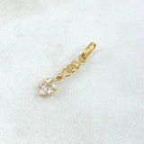 Dije Cubano Laurel Colgante 0.75gr / 3cm / Circones Blancos Oro Amarillo 18K ©