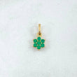 Dije Flor Nevada 0.85gr / 1.5cm / Circones Verdes Oro Amarillo 18K ©