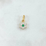 Dije Flor Nevada 0.85gr / 1.5cm / Circones Blancos Verdes Oro Amarillo 18K ©