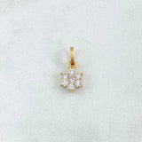 Dije Flor Nevada 0.85gr / 1.5cm / Circones Blancos Oro Amarillo 18K ©