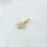 Dije Flor Nevada 0.85gr / 1.5cm / Circones Blancos Oro Amarillo 18K ©
