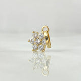 Dije Flor Nevada 0.85gr / 1.5cm / Circones Blancos Oro Amarillo 18K ©