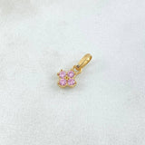 Dije Flor Cuatro Petalos 0.65gr / 1.5cm / Circones Rosados Oro Amarillo 18K ©