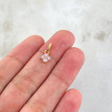 Dije Flor Cuatro Petalos 0.65gr / 1.5cm / Circones Rosados Oro Amarillo 18K ©