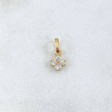 Dije Flor Cuatro Petalos 0.65gr / 1.5cm / Circones Blancos Oro Amarillo 18K ©
