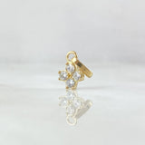 Dije Flor Cuatro Petalos 0.6gr / 1.5cm / Circones Blancos Oro Amarillo 18K ©