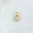 Dije Halo Cuadrado 1.15gr / 2cm / Circones Blancos - Tornasol Oro Amarillo 18K