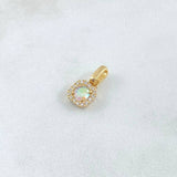 Dije Halo Cuadrado 1.15gr / 2cm / Circones Blancos - Tornasol Oro Amarillo 18K