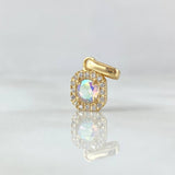 Dije Halo Cuadrado 1.15gr / 2cm / Circones Blancos - Tornasol Oro Amarillo 18K