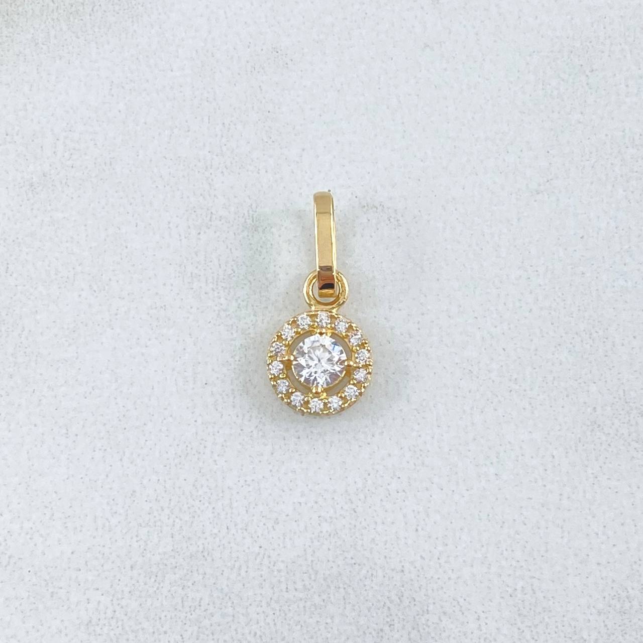 Dije Halo 0.8gr / 2cm / Circones Blancos Oro Amarillo 18K