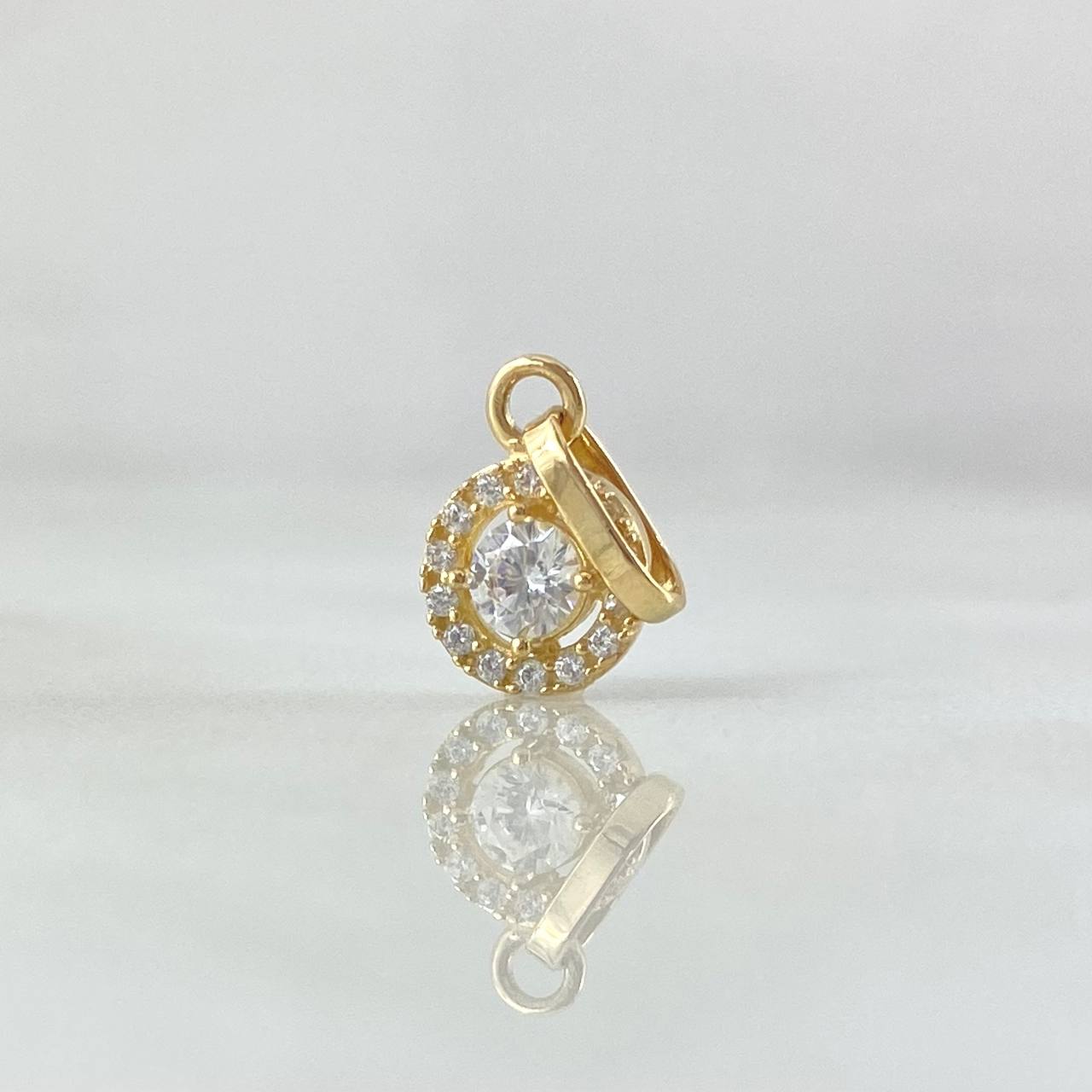 Dije Halo 0.8gr / 2cm / Circones Blancos Oro Amarillo 18K ©