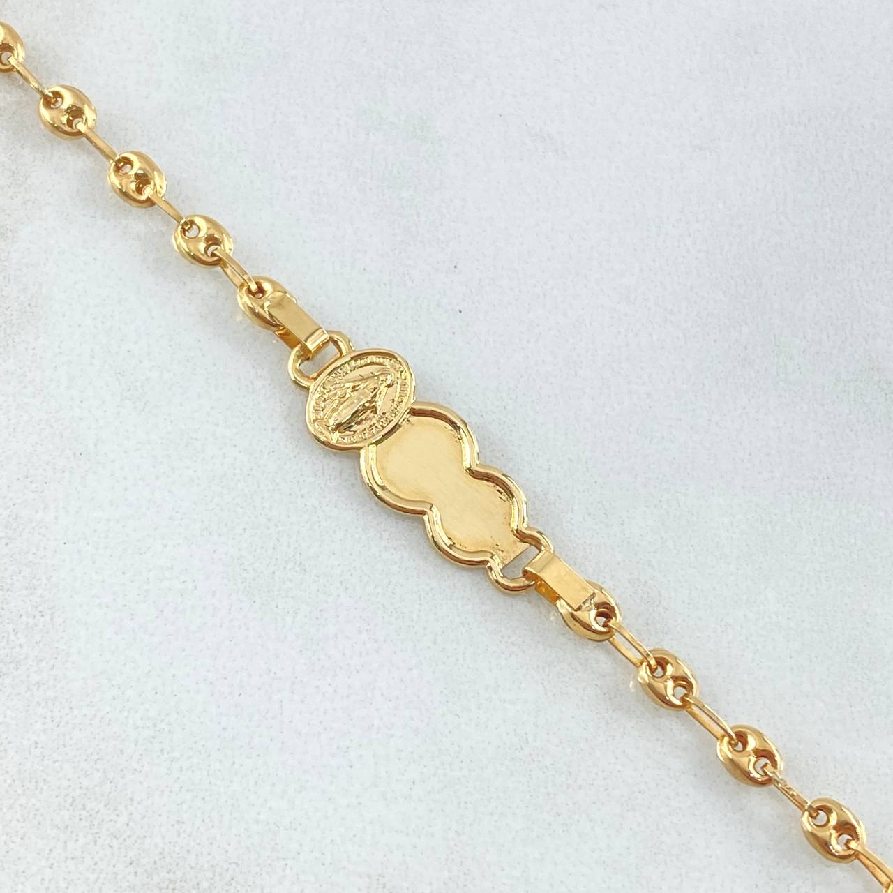Pulso Bebé GC Placa Nube Virgen Milagrosa 1.8gr / 14cm / 3.2mm Oro Amarillo 18K ©