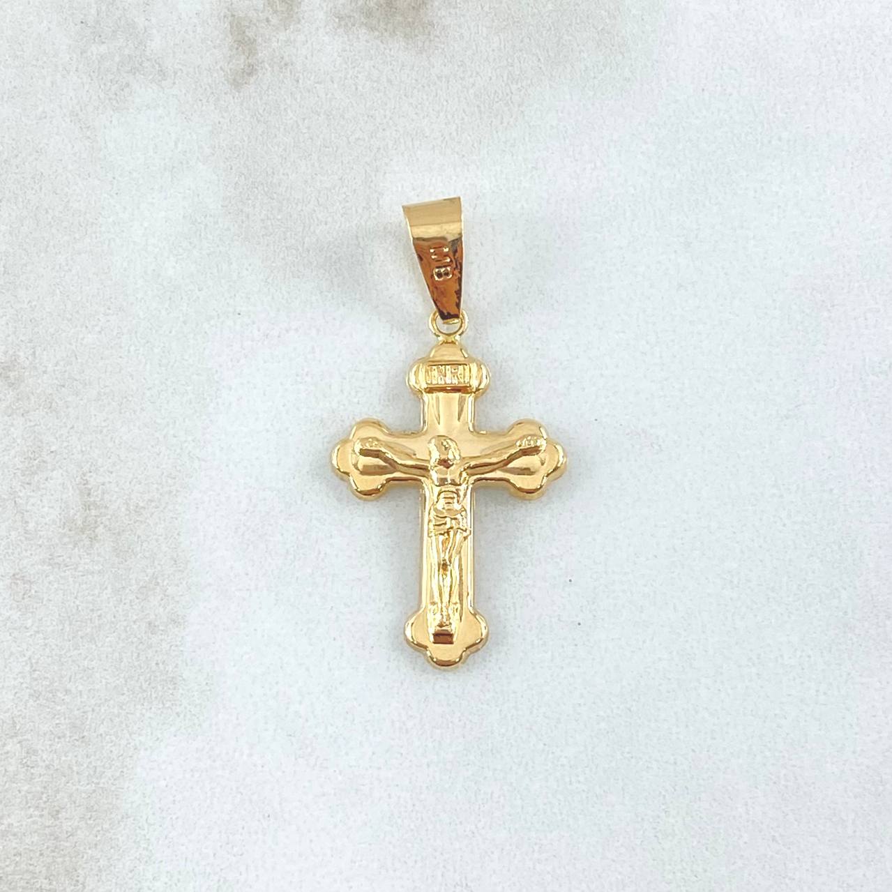 Dije Cruz Cristo Tres Puntas 1.4gr / 3.5cm / Lisa Oro Amarillo 18K