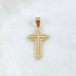 Dije Cruz 2.15gr / 3.4cm / Lisa Circones Blancos Oro Amarillo 18K
