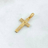Dije Cruz Doble 1.3gr / 2.7cm-Circones Blancos Oro Amarillo 18K ©