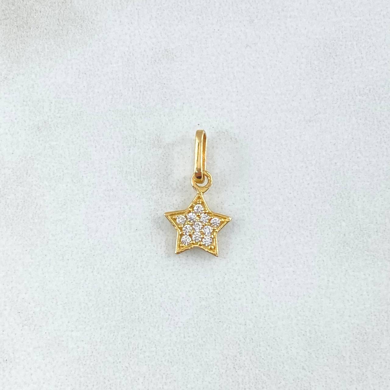 Dije Estrella 0.55gr / 1.7cm-Circones Blancos Oro Amarillo 18K ©