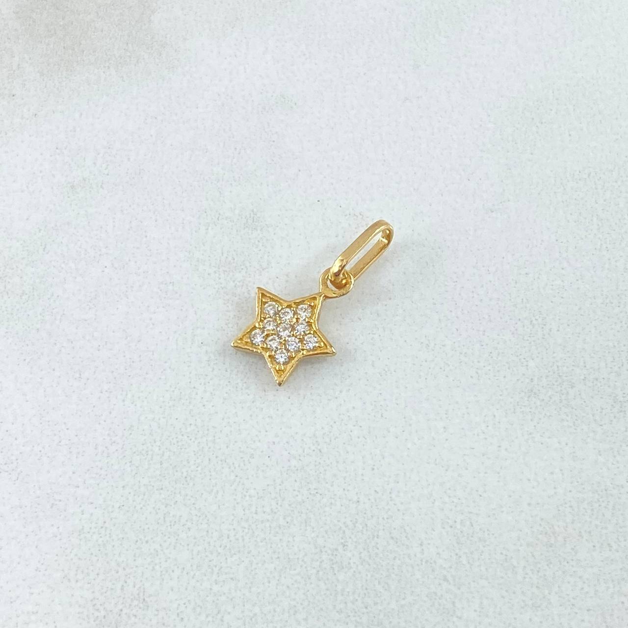 Dije Estrella 0.55gr / 1.7cm-Circones Blancos Oro Amarillo 18K ©