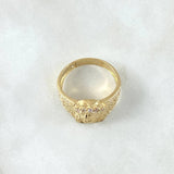 Anillo Rosto Cristo 7.75gr / T9 3/4 / Circones Blancos Oro Amarillo 18K ©
