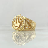 Anillo Sello Corona RX 10gr / T10 1/4 / Circones Blancos Oro Amarillo 18K