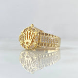Anillo Sello Corona RX 8.6gr / T9 3/4 / Circones Blancos Oro Amarillo 18K