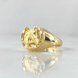 Anillo Herradura Caballo 4.65gr / T6 / Circones Blancos Verde Oro Amarillo 18K