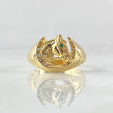 Anillo Herradura Caballo 4.65gr / T6 / Circones Blancos Verde Oro Amarillo 18K