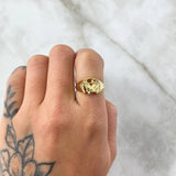 Anillo Herradura Caballo 4.65gr / T6 / Circones Blancos Verde Oro Amarillo 18K
