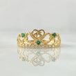 Anillo 15s Corona 1.85gr / T7 / Circones Blancos Verde Oro Amarillo 18K