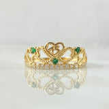 Anillo 15s Corona 1.85gr / T7 / Circones Blancos Verde Oro Amarillo 18K