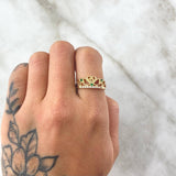 Anillo 15s Corona 1.85gr / T7 / Circones Blancos Verde Oro Amarillo 18K
